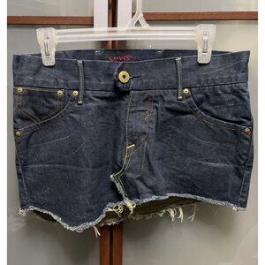 Levi’s Red Engineered Vintage Y2K Blue Denim Asymmetrical Raw Hem Mini Skirt 7